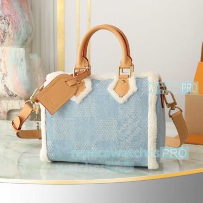 Replica L--V Speedy 25 Bandoulière Blue Canvas Handbag 